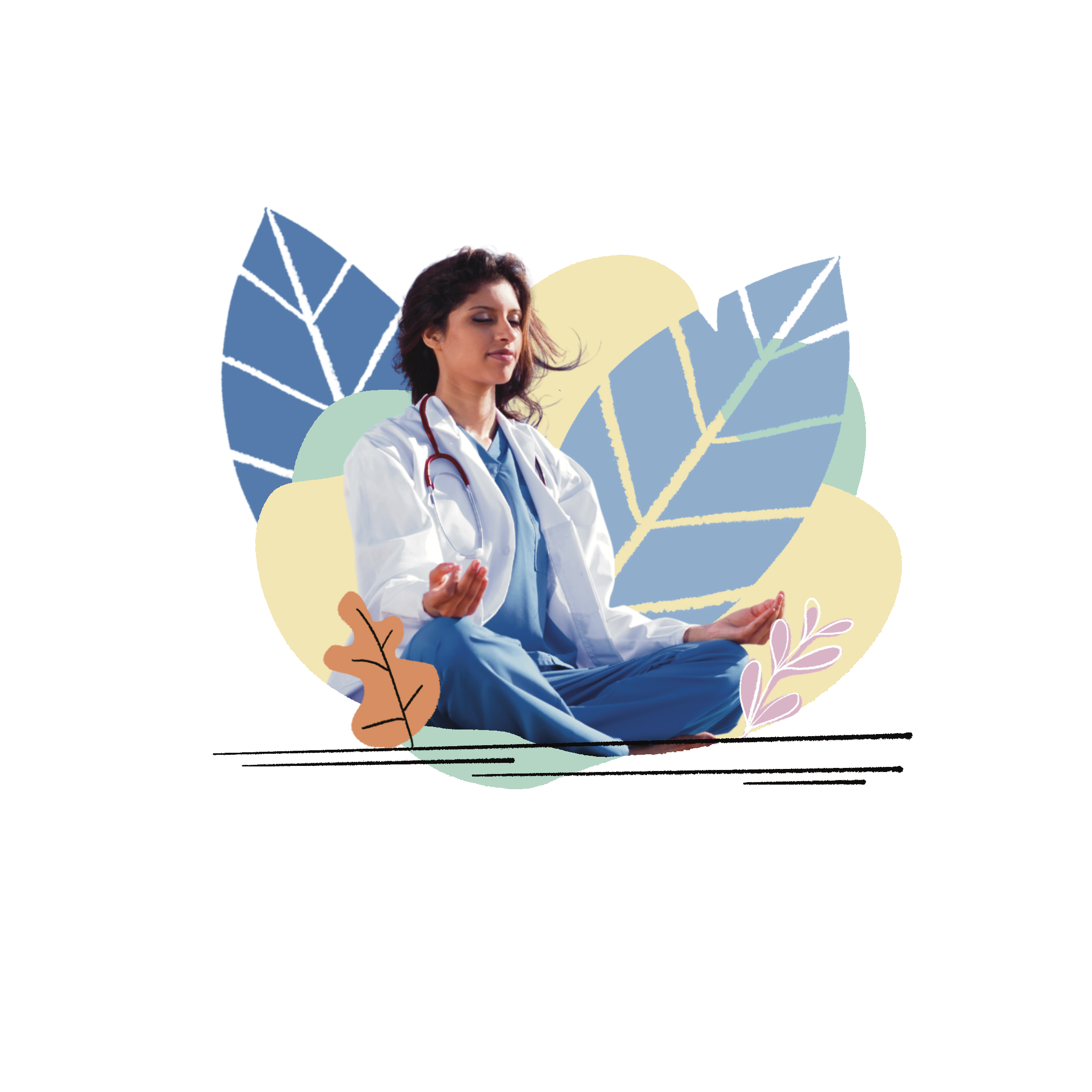 Illustration of a doctor in lotus pose